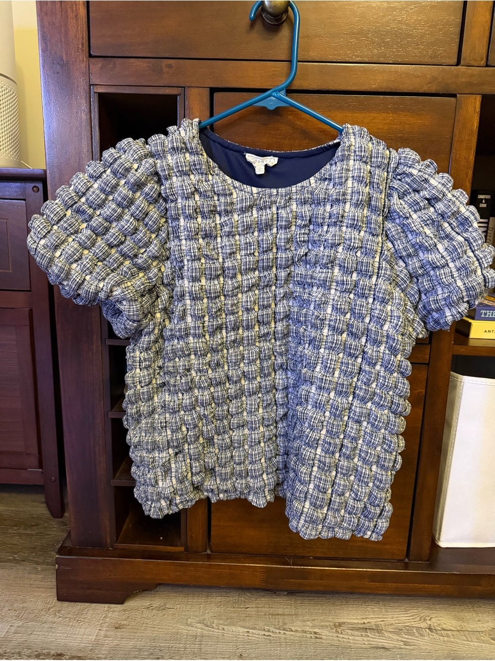 Waffle Textured Puff Sleeve Top